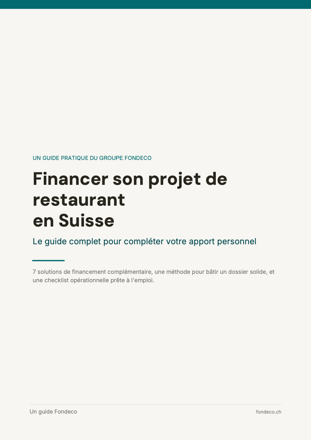 Aperçu — Financer son projet de restaurant en Suisse
